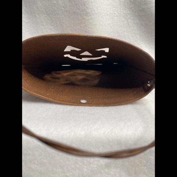 Halloween Metal Distressed Orange Pumpkin Hanger 6” Long, 3” Wide - Picture 5 of 5